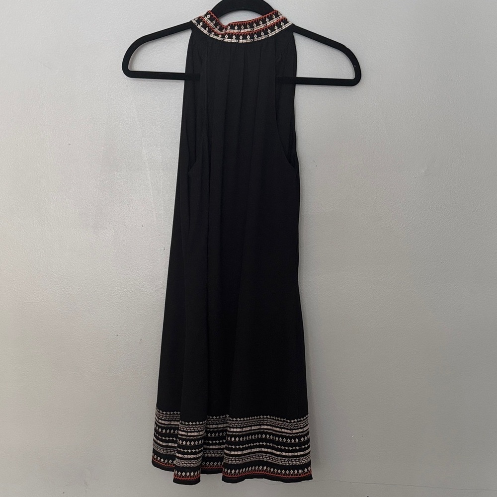 Black Sleeveless Dress with Embroidered Trim - Picture 5 of 5